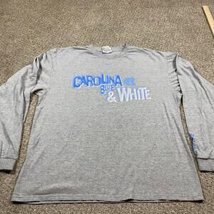 Vintage Nike UNC Shirt Mens L Long Sleeve Grey Center Swoosh Check Tarheels